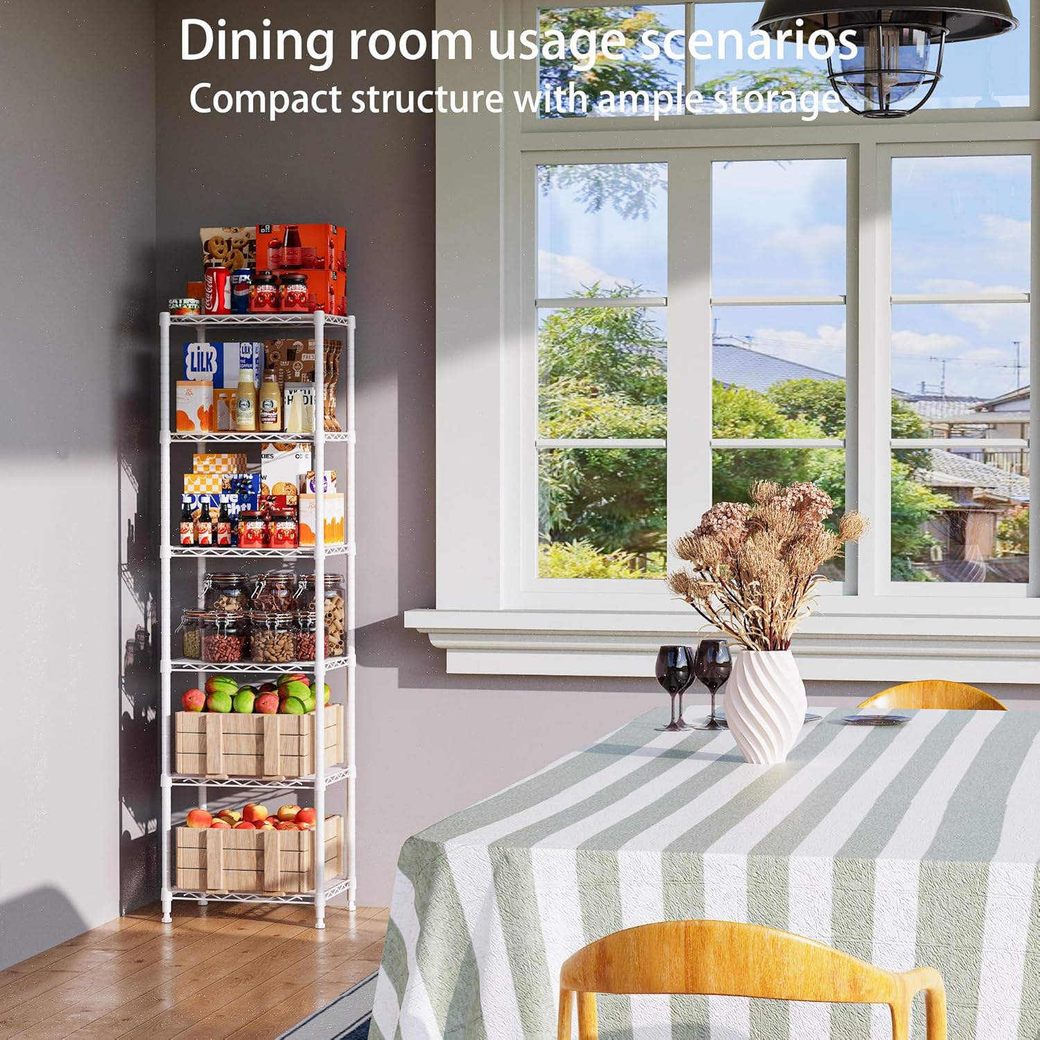 REGILLER 6 Wire Shelving Steel Storage Rack Adjustable Unit Shelves for Laundry Bathroom Kitchen Pantry Closet (16.7L x 11.9W x 64H, White)