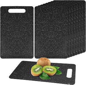 8Pcs Plastic Cutting Board, Kitchen Chopping Board Small Mini Bar Granite Black Cutting Board for Camping Meat Vegetables Fruits, BPA Free, Dishwasher Safe, 6 x 10 Inch