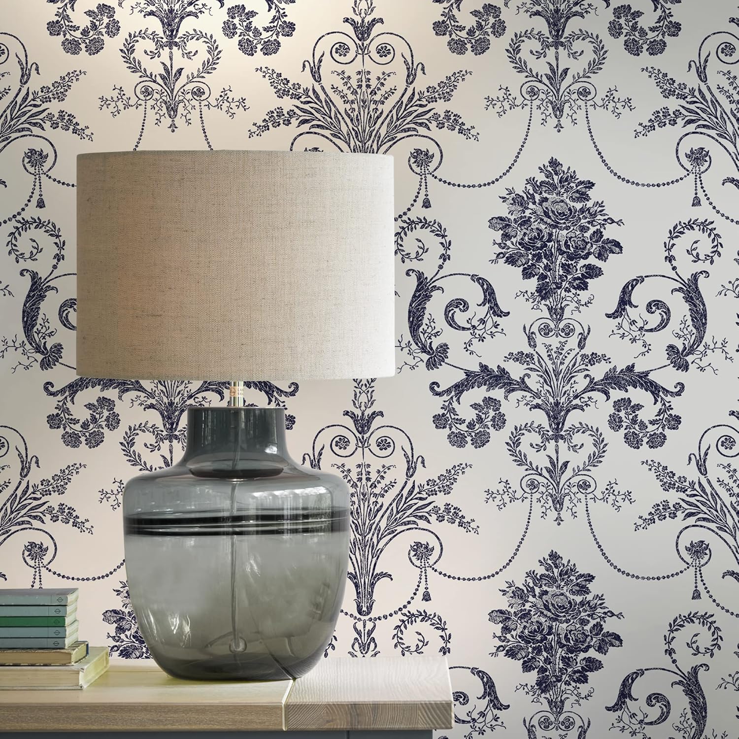 Laura Ashley Josette Off White and Midnight Wallpaper