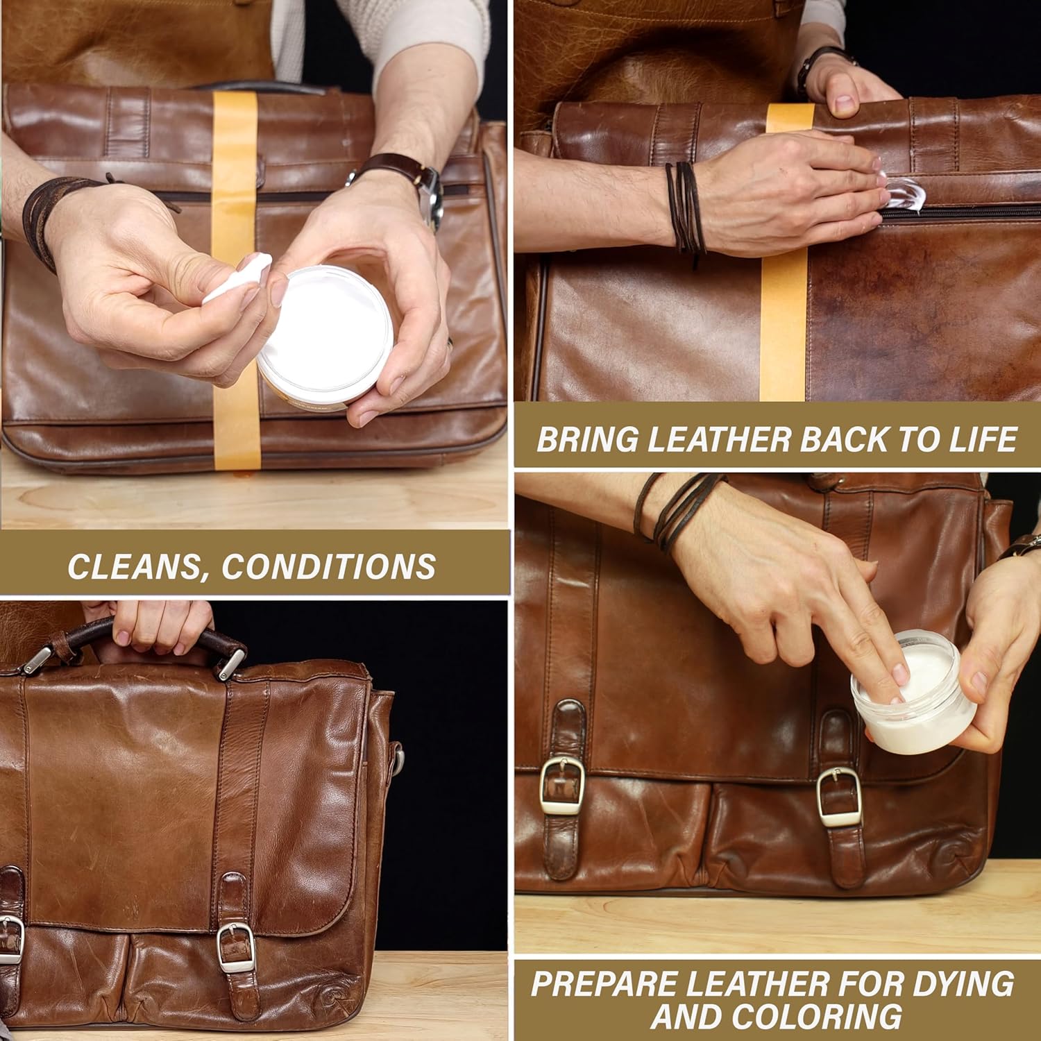 Leather Preparer & Deglazer – Heavy Duty Leather Reset Cream – Removes Finish, Wax, Dirt & Scuffs – Preps Leather for Dye, Paint, Polish & Conditioner – Safe on Leather, Vinyl & Rubber- Cloth Included - Image 8