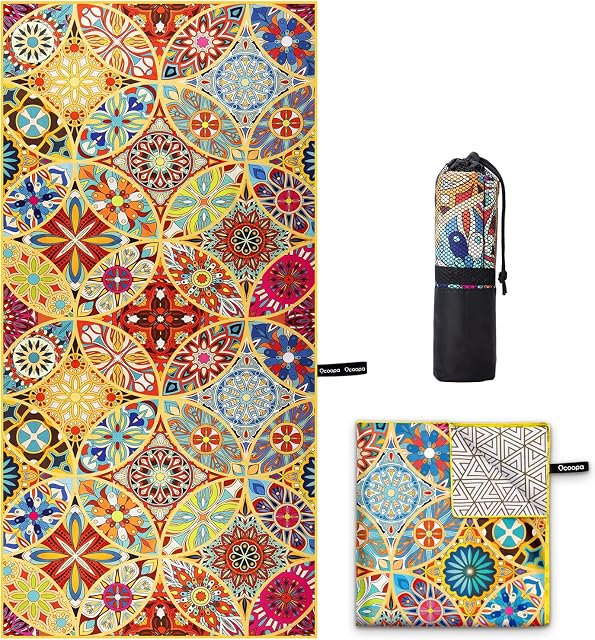 OCOOPA Sand Free Beach Towel Microfiber, Extra Large 63x31 inches Oversized Travel Towel, Lightweight Compact Beach Accessories, Large Micro Fiber Beach Towels