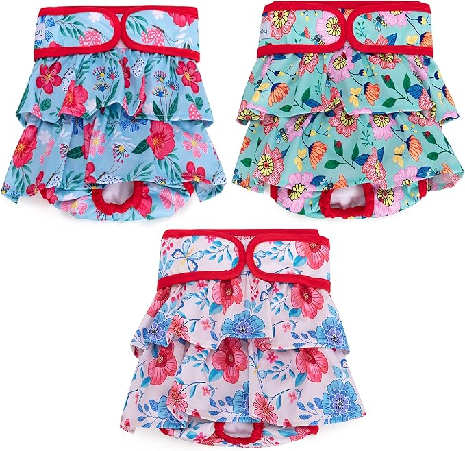 Teamoy 3 Pack Female Dog Diapers Dress,Reusable Dog Period