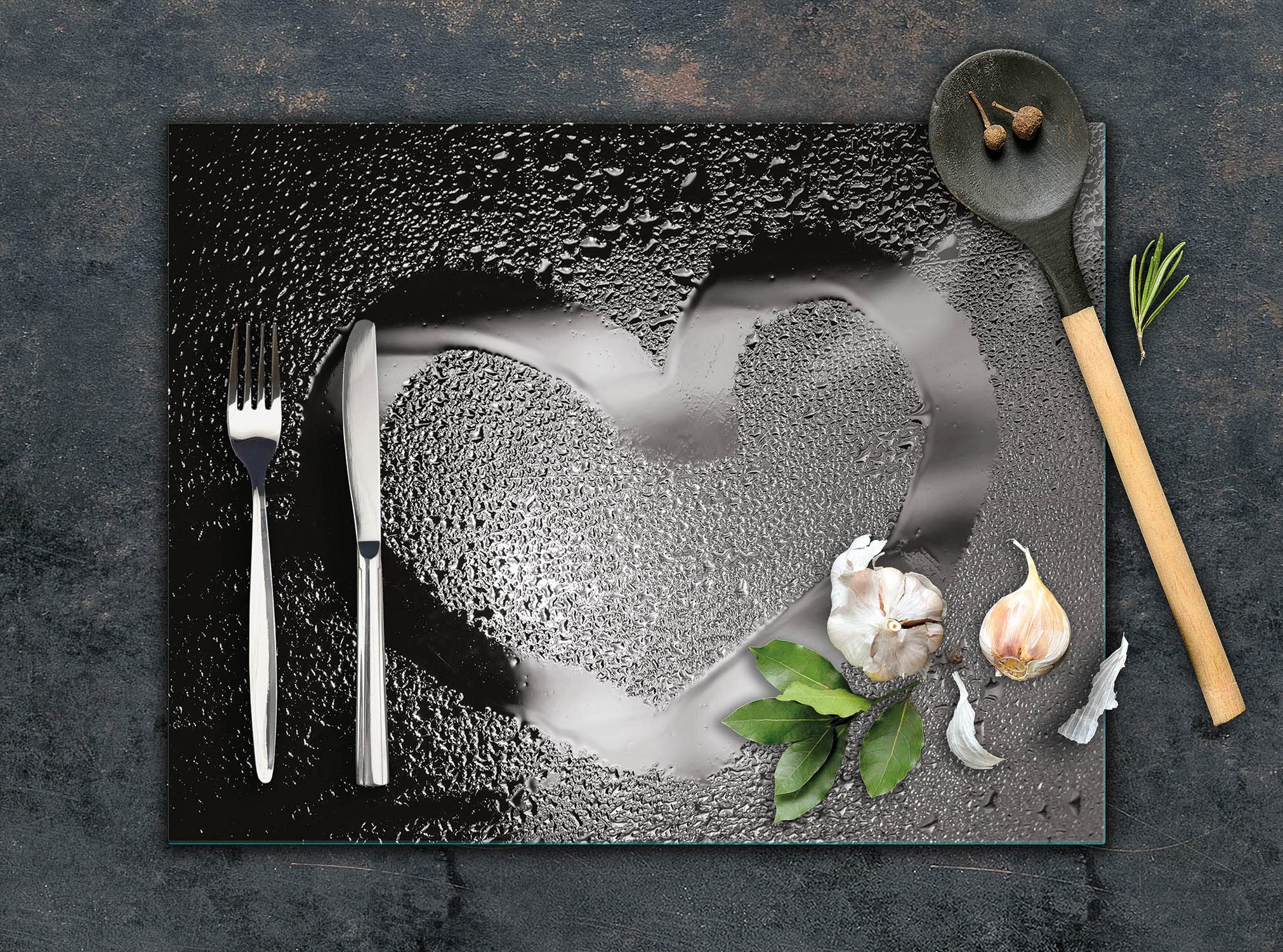 Tagliere In Vetro Temperato DarHaus 52x30 Cm - Copripiano Cottura Universale, Decorativo, Resistente, Grigio Marmo