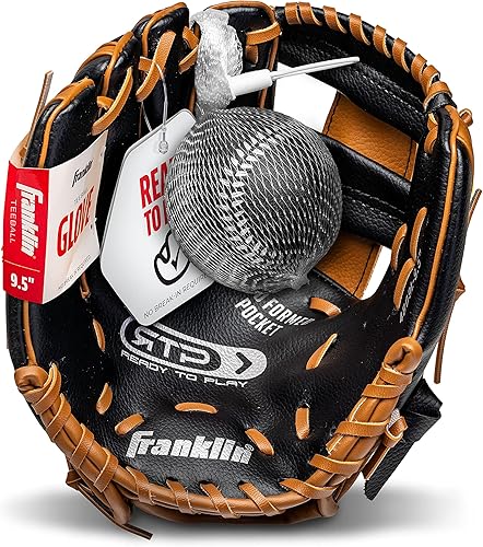 Vista 9 de Franklin Sports Guantes de béisbol para niños, guantes de teeball RTP para jóvenes + juego de pelotas, guantes de teeball para niños y niñas, niños