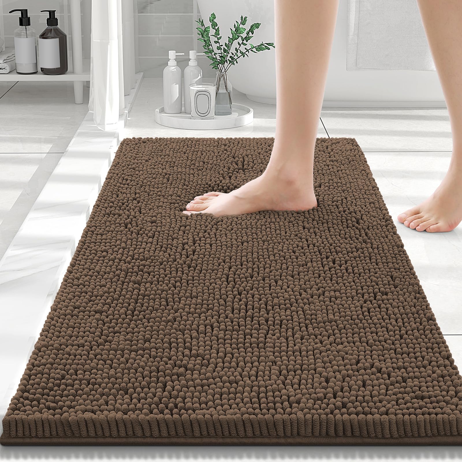 Smiry Bathroom Rugs 24X16, Luxury Chenille Extra Soft Absorbent Bath Mat