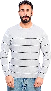 Ravin mens Striped Slip On Crew Neck Pullover - Black & Light Grey Men Pullover