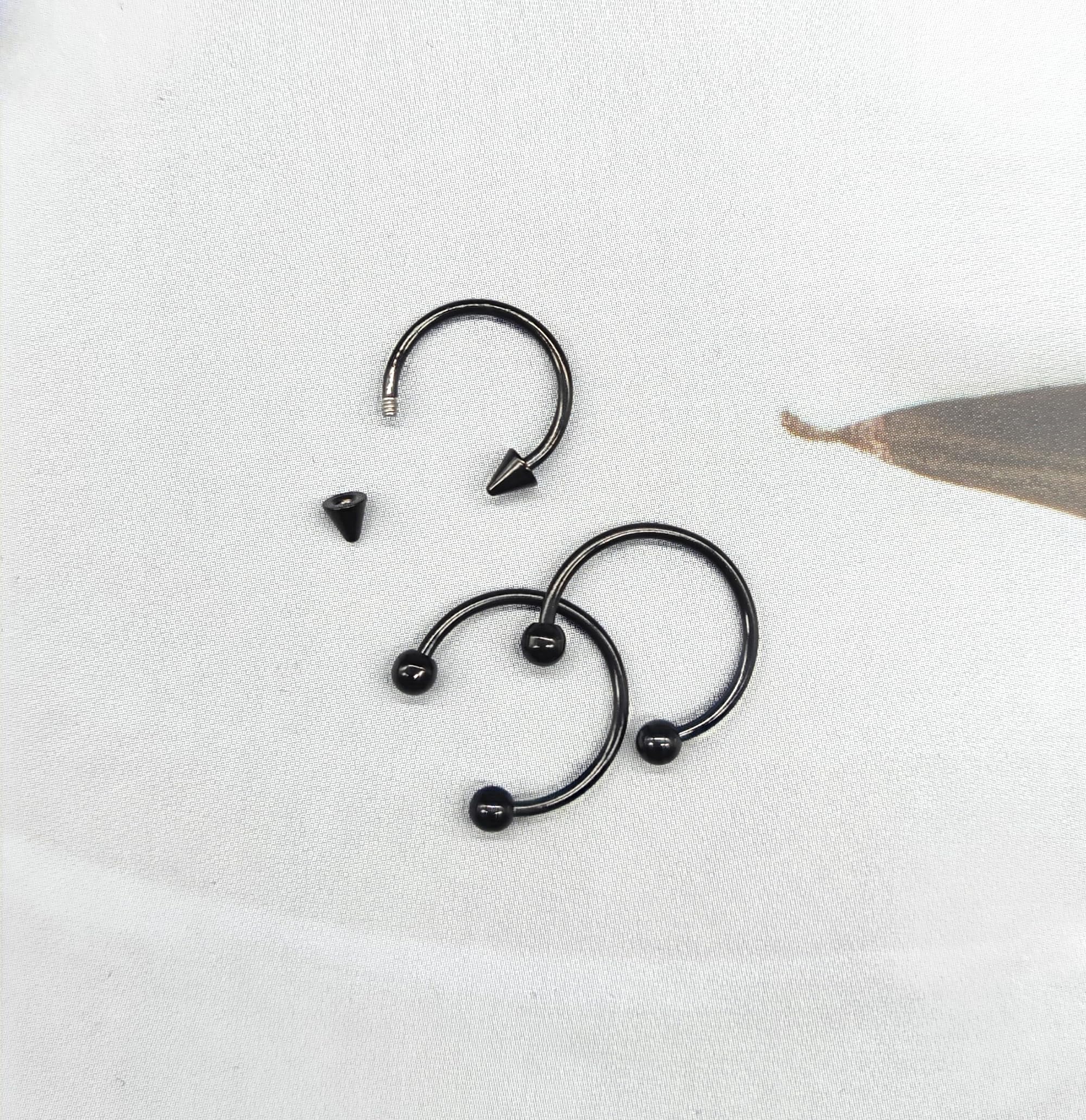 40Pcs 16G Lip Rings Surgical Steel Snake Bite Jewelry Labret Monroe Barbell Daith Tragus Helix Piercing Nose Septum Jewelry for Women Men 6mm/8mm/10mm/12mm
