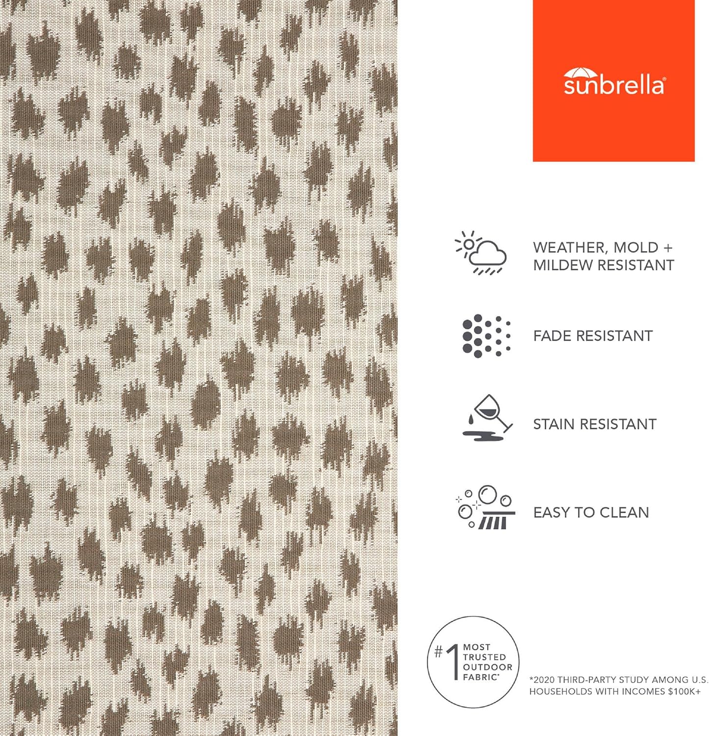 Sunbrella Outdoor Fabric by The Yard | Agra Pebble | Official Sunbrella Seller | Indoor or Outdoor Upholstery Fabric for Chairs, Cushions, Drapery, Pillows, Furniture