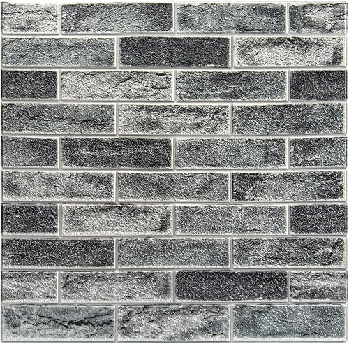 Art3d - Juego de 5 azulejos de pared en 3D para decoración de pared interior, despegar y pegar, papel pintado de ladrillo de espuma y autoadhesivo,