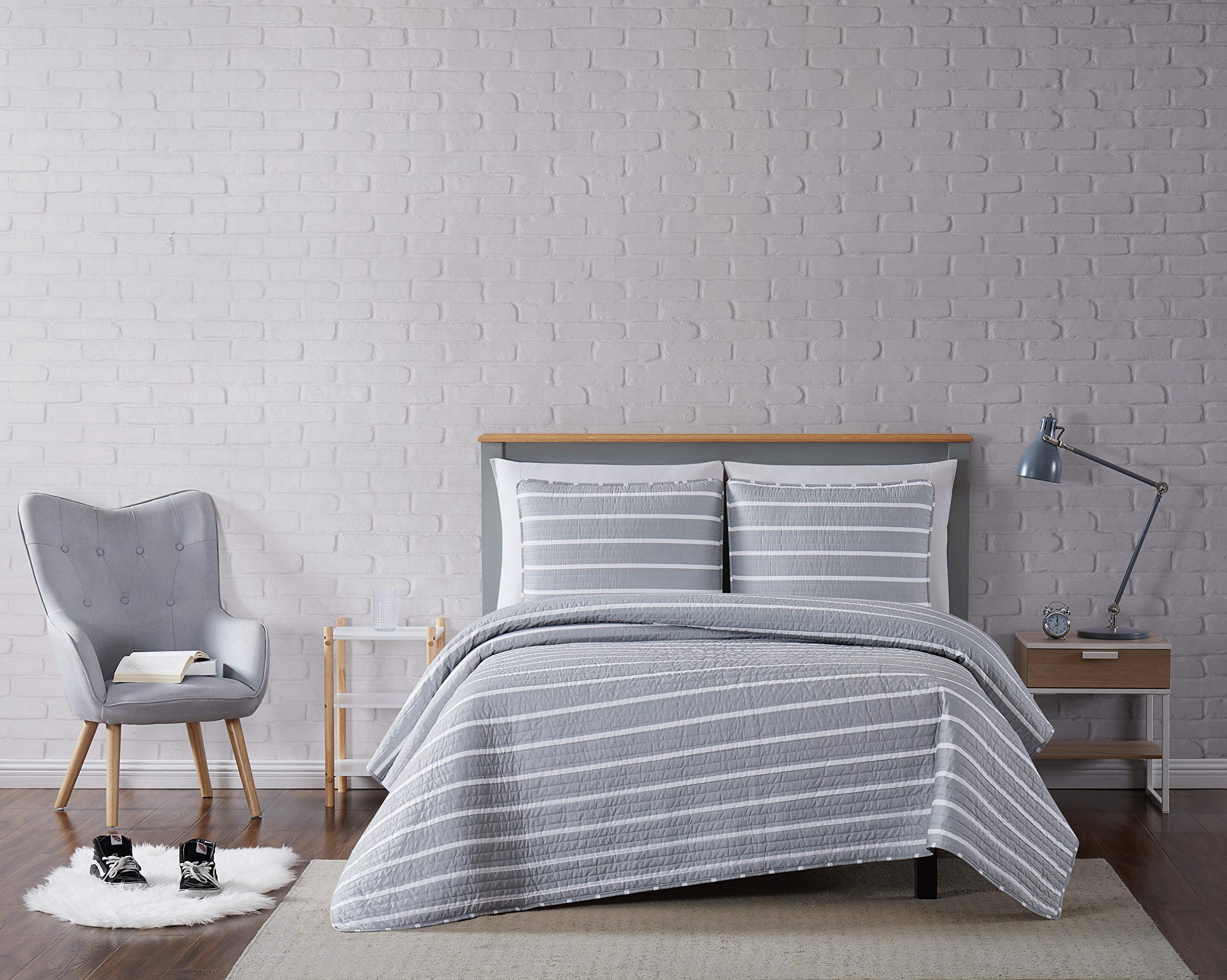 Truly Soft Everyday Quilt Set, Grey, Full/Queen