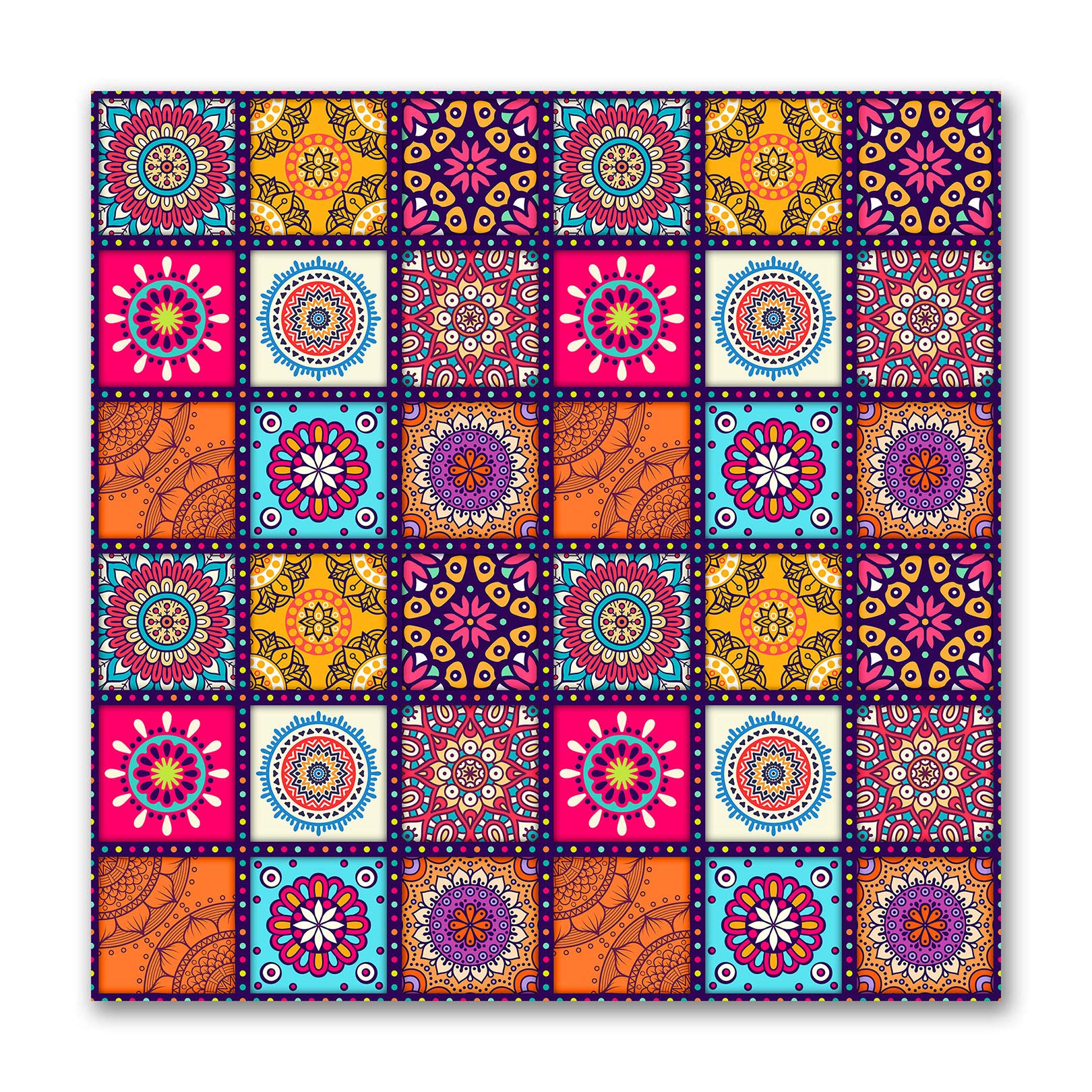 Tamatina Wall Stickers | Ethnic | Wall Mosaic | Wall Tiles | Self Adhesive | Cleanable | Water Resistance | Wall Sticker for Art | Gym | Spa | Meditation | Yoga | Home Decor | Size - 1.35 Sq Mtrs.WJ