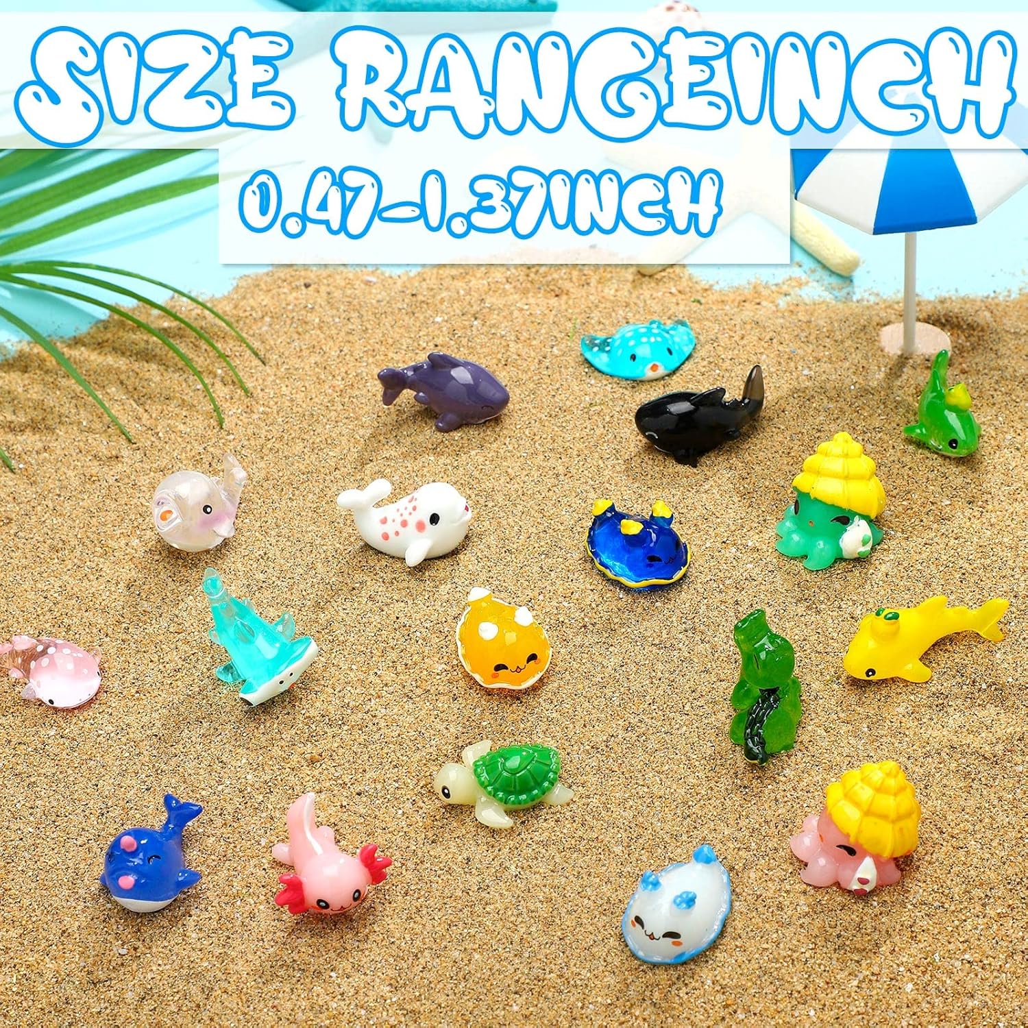 BBTO 36 Pcs Resin Ocean Animal Figurines Ornaments Miniature Ocean Animals Mini Resin Figures Aquarium Ornaments Charms for Fish Tank Decorations Birthday Party Favor Fairy Garden Accessories Gift