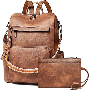 Shrrie Mochila de piel vegana para portátil de 15,6 pulgadas para mujer. Mochila de trabajo, mochila de viaje de moda para viajes, universidad, trabajo