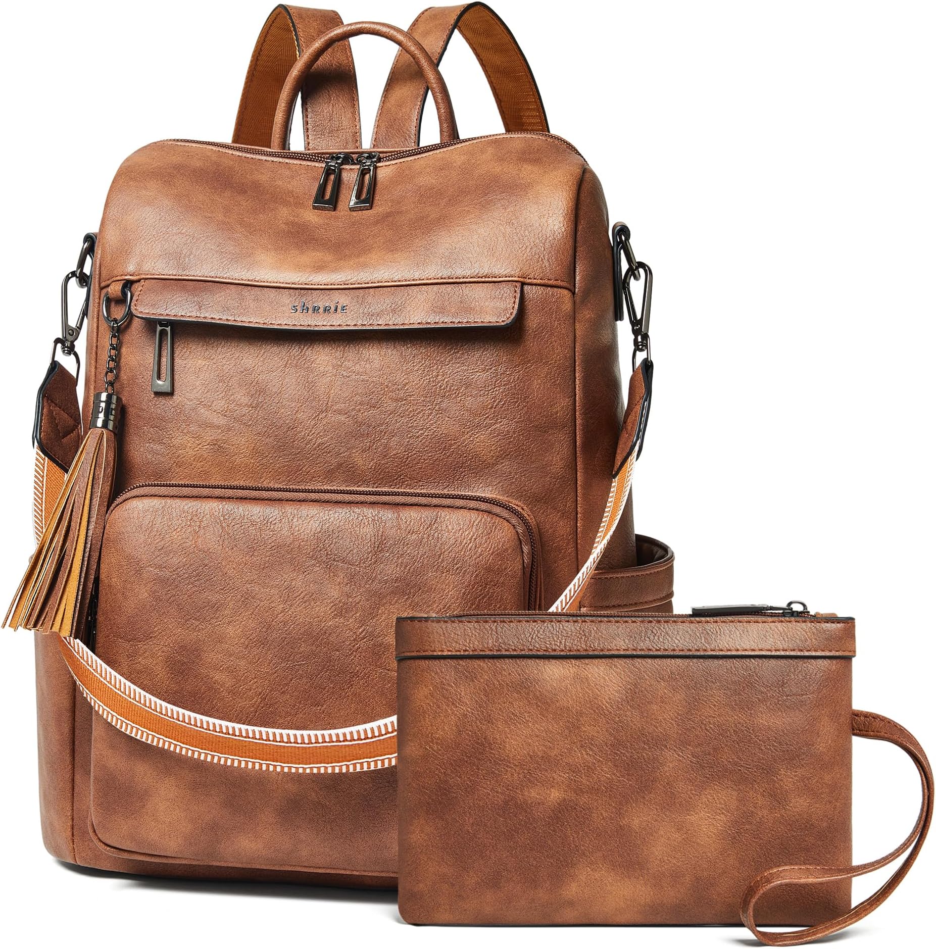 Shrrie Vegan Leather Laptop Backpack for Women 15.6 inch Work Backpack Fashion Travel Backpack Purse for Travel College Work