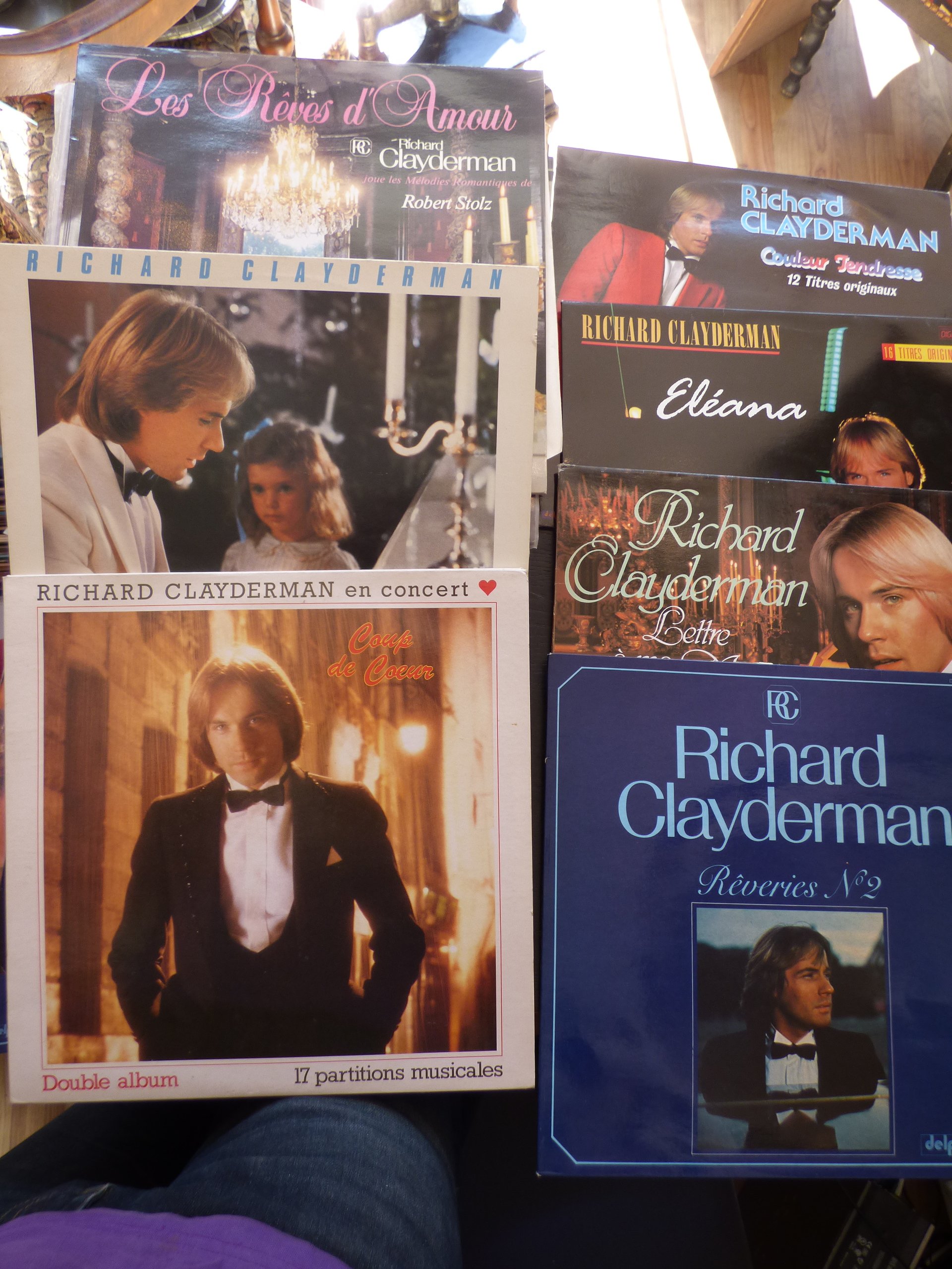 lot de 7 albums - 8 disques de Richard Clayderman : couleur tendresse / Eléana / Le premier chagrin d'Elsa / coup de cœur (double album) Lettres à ma mère / rèveries n° 2 / les mélodies romantiques de Robert Stolz disques Delphine