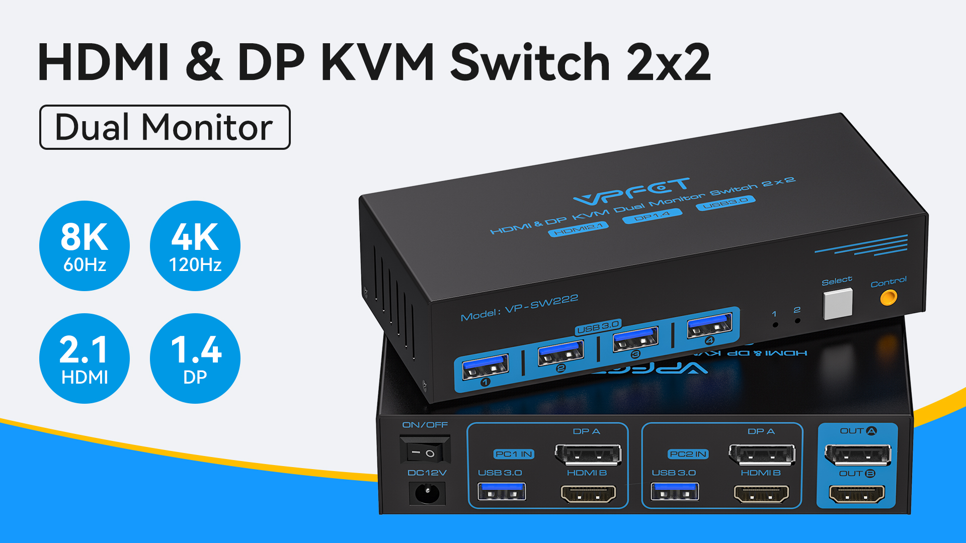 KVM Switch HDMI 2.1 8K@60Hz - Condivisione 2 PC Su 1 Monitor Con USB 3.0 E Telecomando - Foto 9