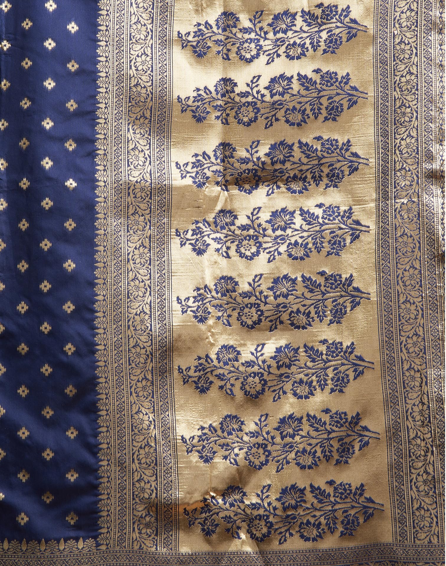 SIRIL Women's Soft Silk Saree | Banarasi Silk Sari | Jacquard Zari Work Saree With Unstitched Blouse Piece (4051S576_Navy Blue) - Image 8 thumbnail