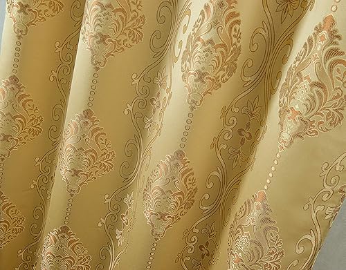 Miniatura 6 de Rosetta - Panel de cortina jacquard texturizado con cenefa adjunta de 18 pulgadas, 54 x 84 pulgadas, dorado