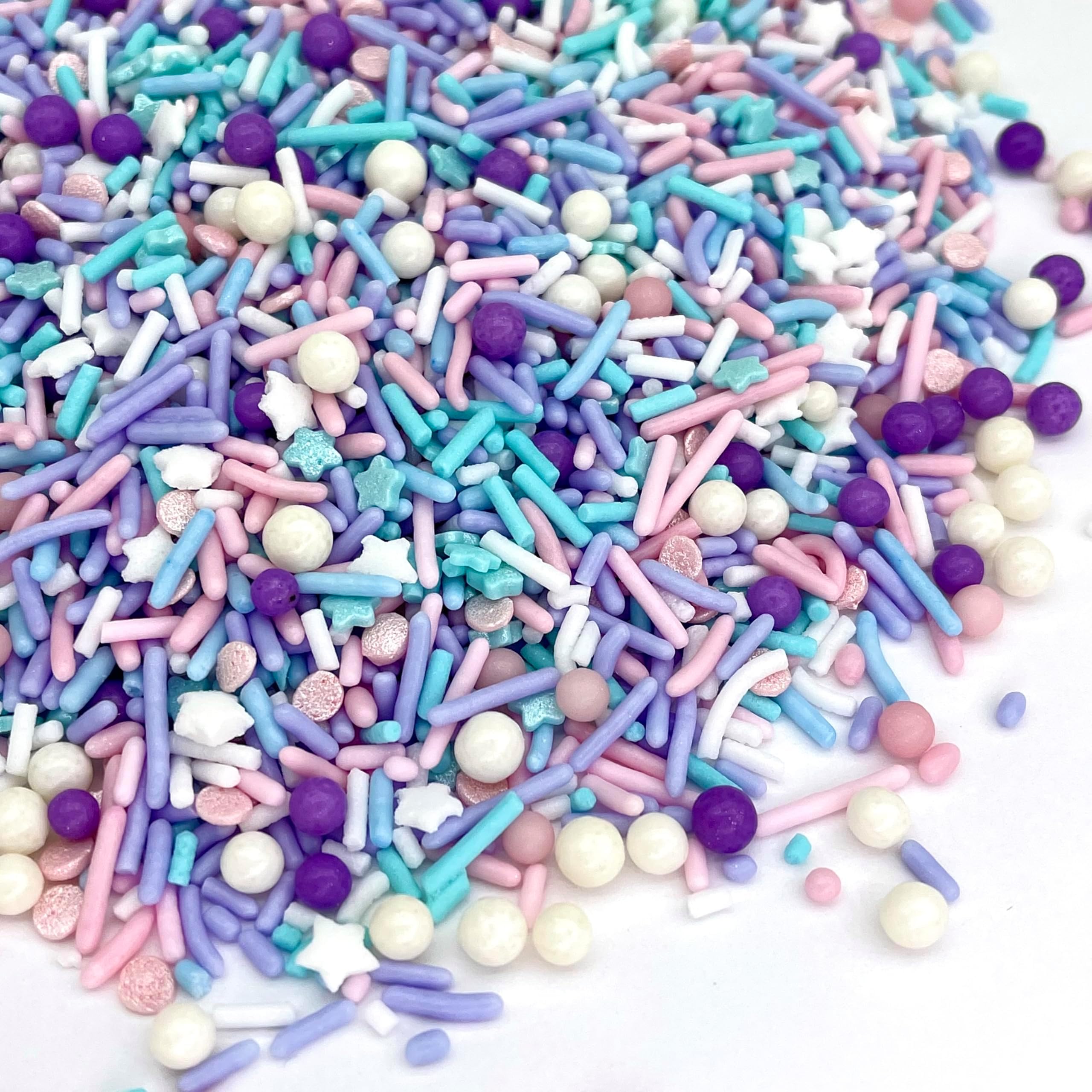 Manvscakes, pink sprinkles, valentines, cake sprinkles, gluten free, cookies, chocolate, fondant, princess topping, ice cream, edible, dessert decoration (Pink Blue)