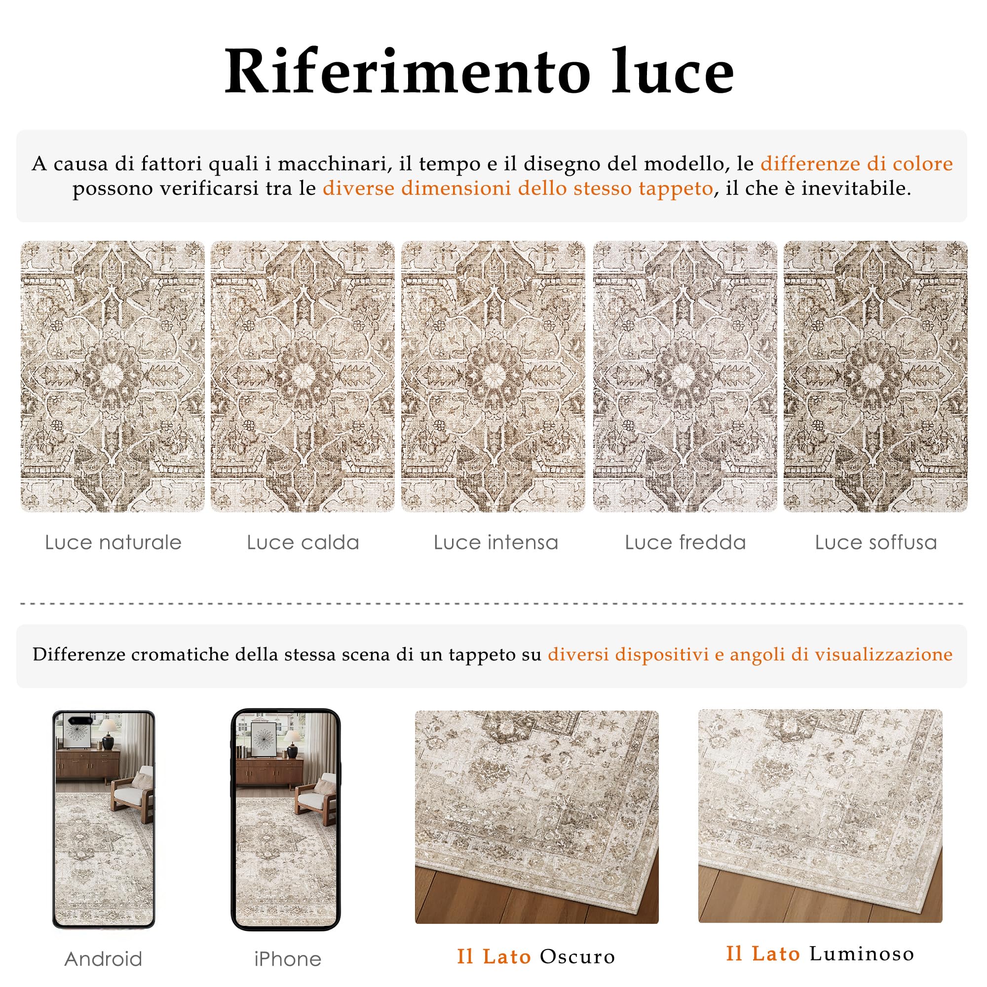 PureCozy Tappeto Salotto 120x170cm Beige Lavabili in Lavatrice