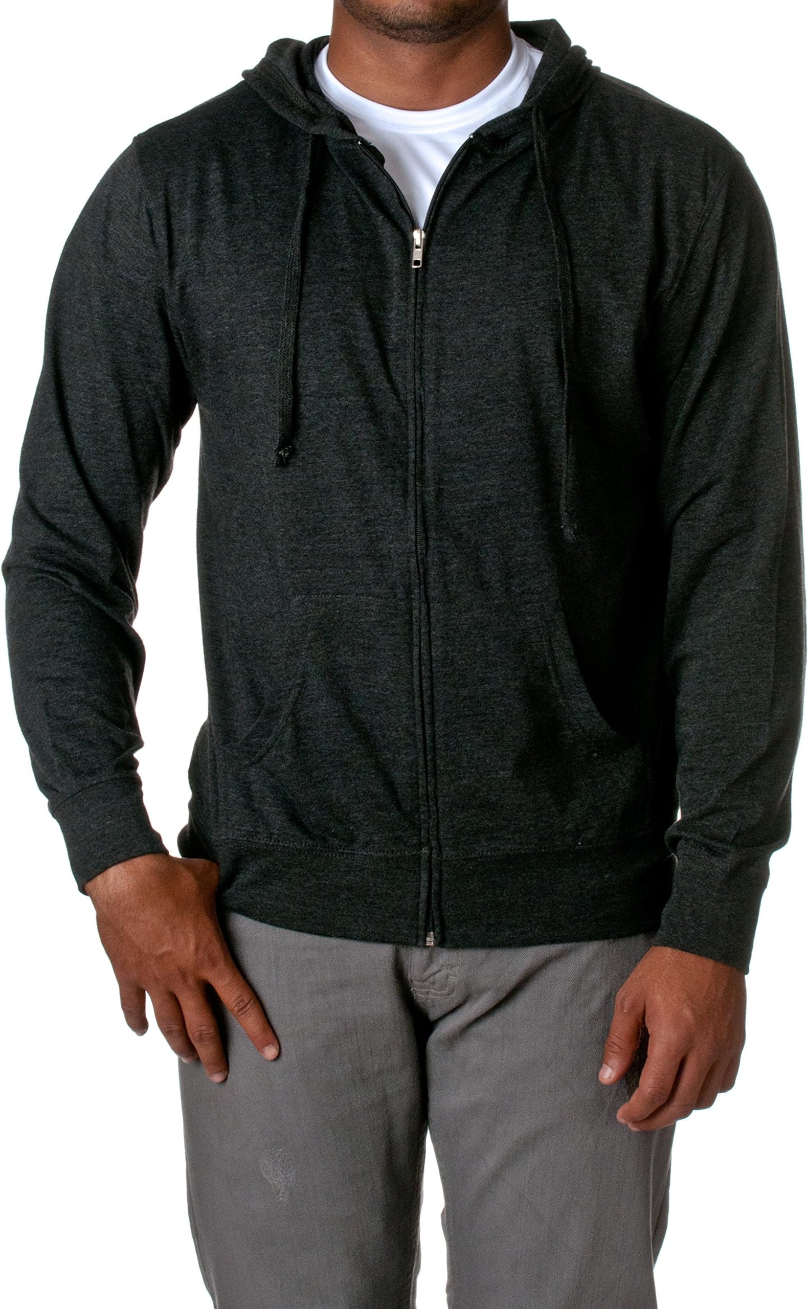 Independent Trading Co ITC Mens Lightweight Hoodie SS150JZ - Charcol Hther - Large Charcoal Heather