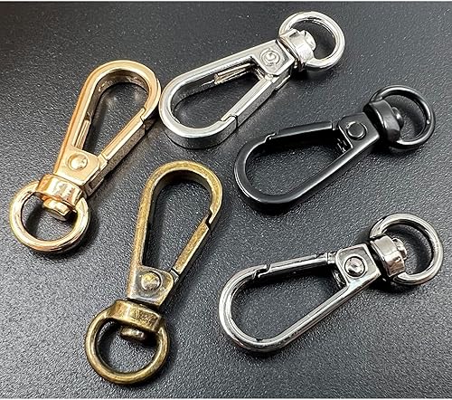 Miniatura 7 de 20 ganchos giratorios de metal de 360 con cierre de langosta, anillo D ancho de 38 pulgadas, diámetro interior de 0.394 in, 1.220 in de longitud