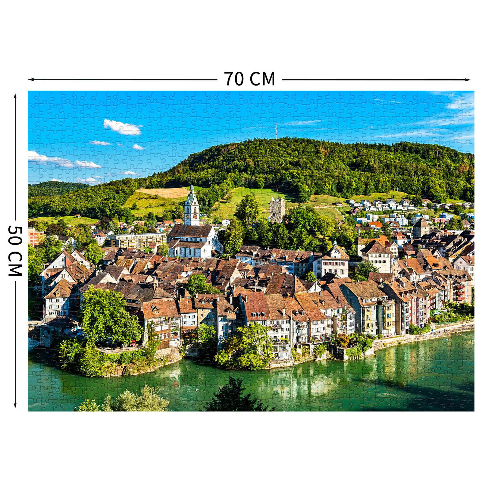 Puzzle 1000 Pezzi Per Adulti, Tema Villaggio Colorato Ad Acquerello, Regalo Ideale Per Appassionati Di Puzzle E Decorazione Per La Casa