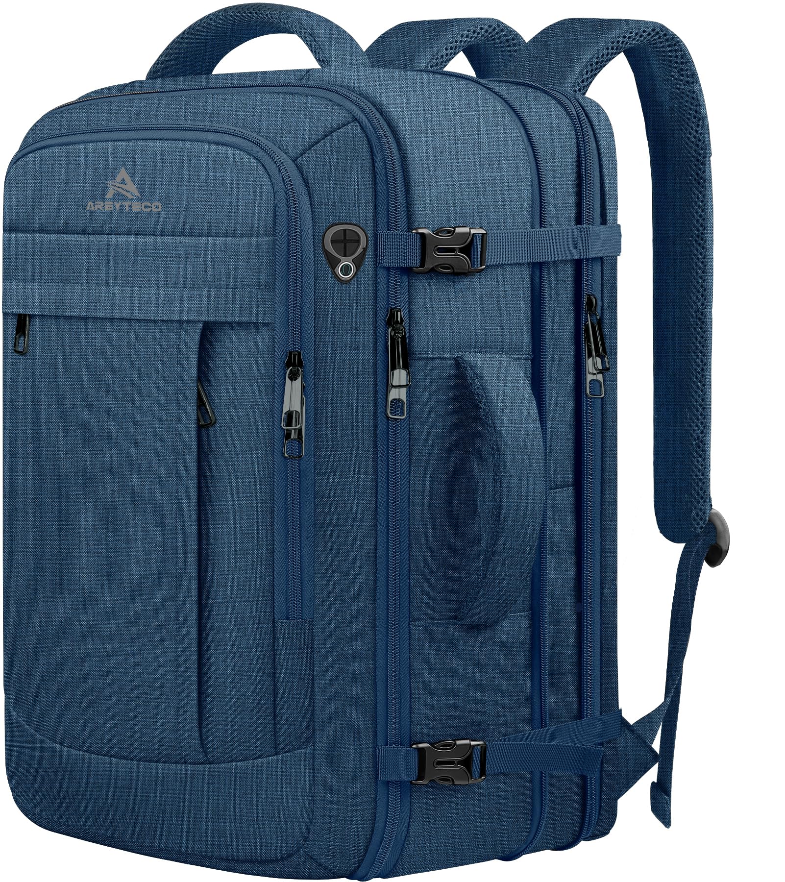 Large Travel Laptop Backpack for Men, 50L Carry On Backpack Flight Approved, Expandable Laptop Bag Water Resistant Overnight Weekender Gym Daypack Traveling Backpack, Traveler Gifts, Blue