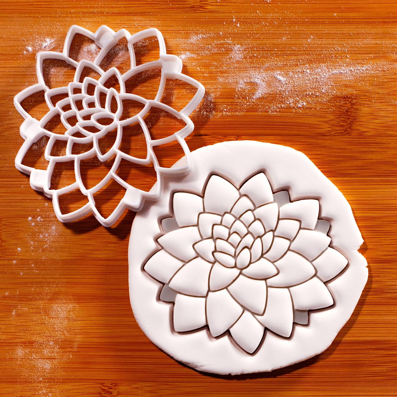 BAKERLOGY Dahlia Flower Cookie Cutter (Large) – Floral Biscuit Fondant Embosser for Botanical Baking, Garden Party Cookies, Wedding Cupcake Decoration Tool