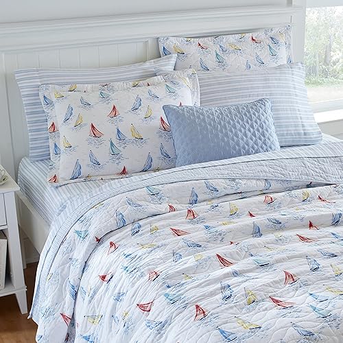 Miniatura 10 de Laura Ashley Home - Colección Ahoy - Juego de edredón - 100% algodón, reversible, ligero y transpirable, prelavado para mayor suavidad, King,