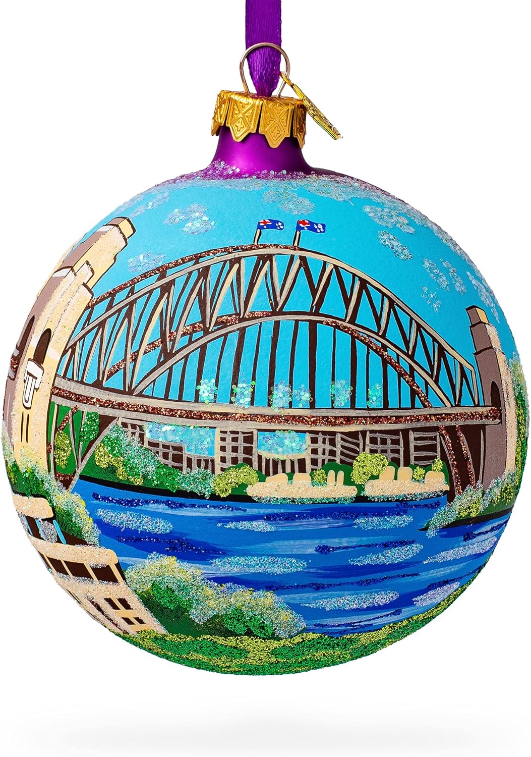 Harbor Bridge, Sydney, Australia Glass Ball Christmas Ornament 4 Inches