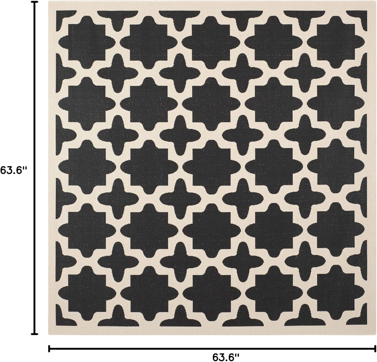 SAFAVIEH Washable Rug Outdoor Courtyard Collection - 5'3" Square, Black & Beige, Non-Shedding & Easy Cleaning, Ideal for Patio, Backyard, Mudroom (CY6913-266)