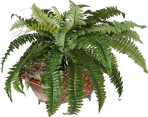 Nearly Natural Helecho Boston en maceta metálica