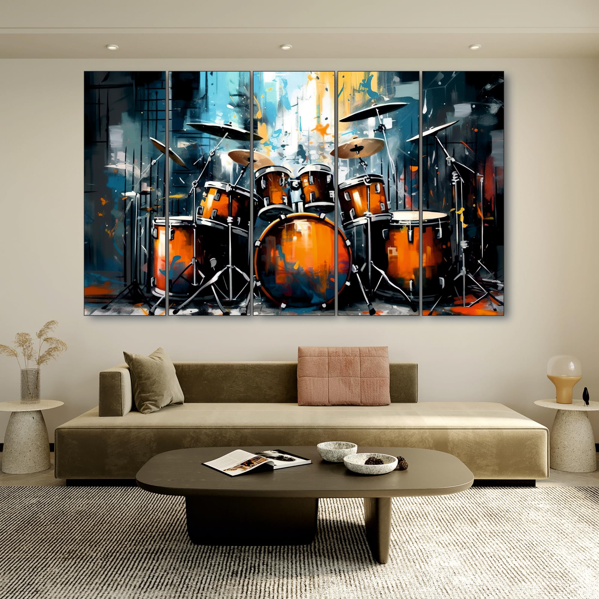 The Castle Decor Colour Music Drum Kit painting with frame 5 Big Size (27x48) Wall Art for living room,Bedroom,Drawing room,Hotels-Wooden Framed-Digital Painting (B0CQMFFPRB) Amazon Price History, Amazon Price Tracker