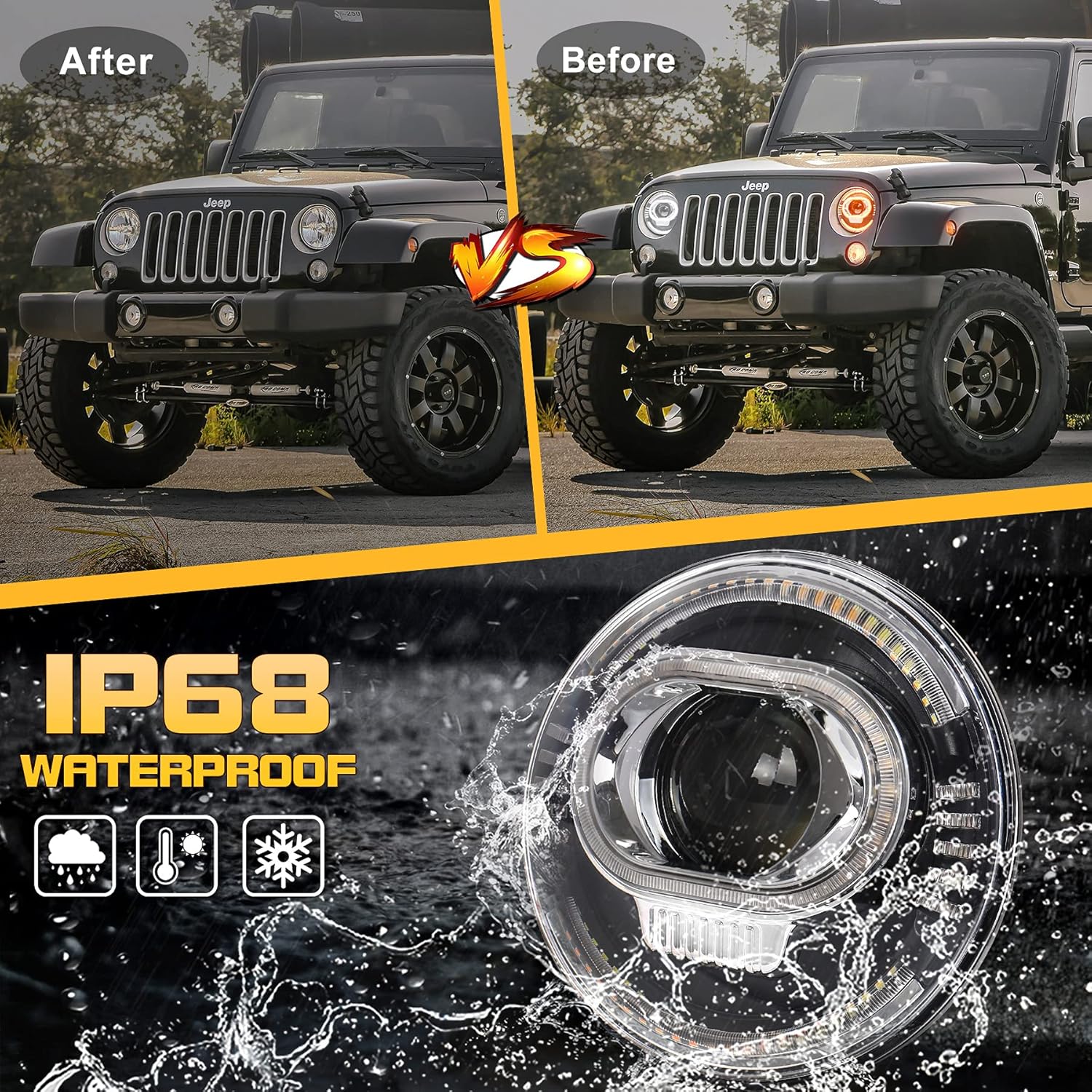 Black Friday Sale 2022 ZJUSDO JK Headlights, 85W Clear Cut-off Line 7inch LED Headlights with White DRL Amber Turn Signal Dual Halo Compatible with Jeep Wrangler JK JKU LJ CJ TJ 1997-2017