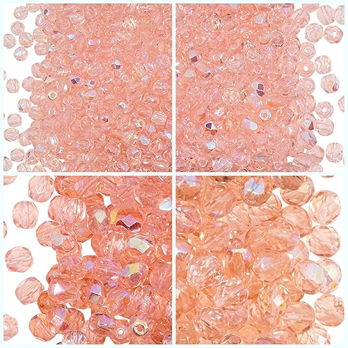 Cuentas de cristal facetadas checas, pulidas al fuego, redondas de 0.118in, 0.157in, 0.236in, 0.315in. Rosaline AB. Un total de 275 piezas. Set 1CFP