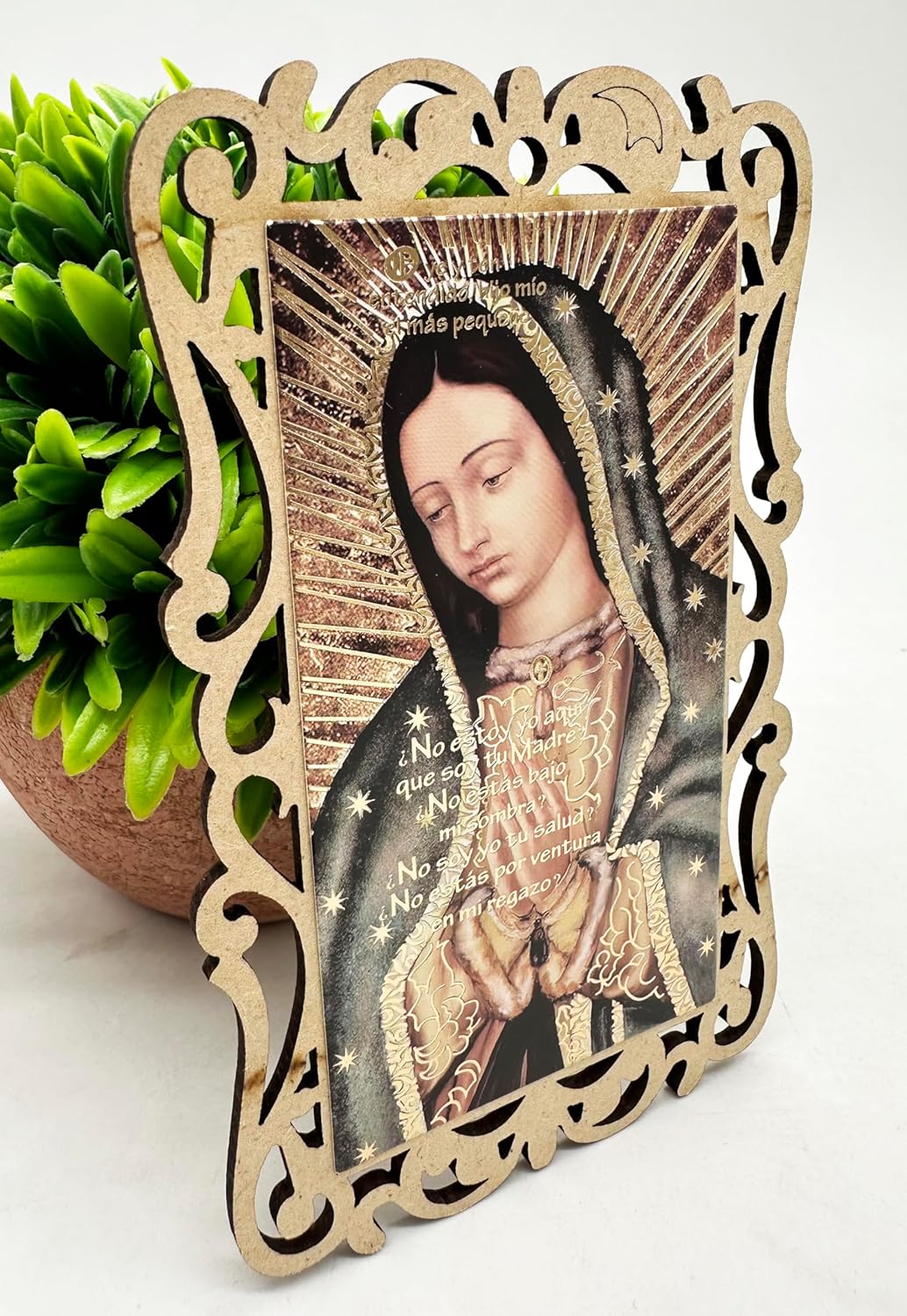 Virgen de Guadalupe Baptism Favors Our Lady of Guadalupe Wooden Frames First Commuion Christening Memorial Gift - 12 PCS (Green-1)