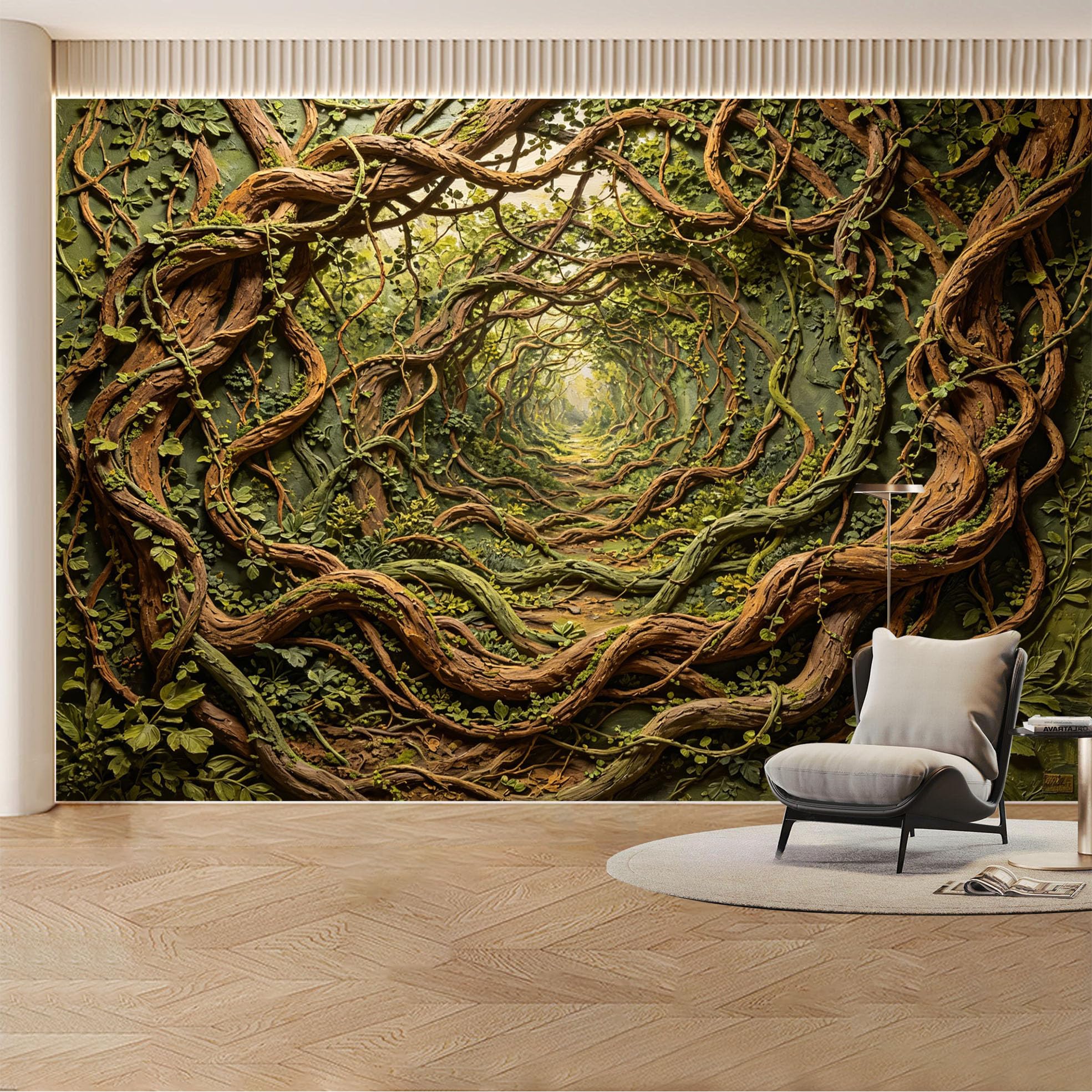 Custom Wall Mural Wallpaper Twisted Vines Forest Landscape 3D Effect Wall Decor Tropical Misty Removable SelfAdhesive Large Photo for Living Room， Bedroom， Office