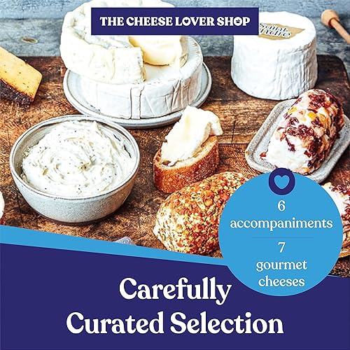 Vista 24 de The Cheese Lover Shop - Caja de regalo para fiestas de 12, plato de queso con 7 quesos gourmet con 4 acompañamientos, juego de regalo de muestra