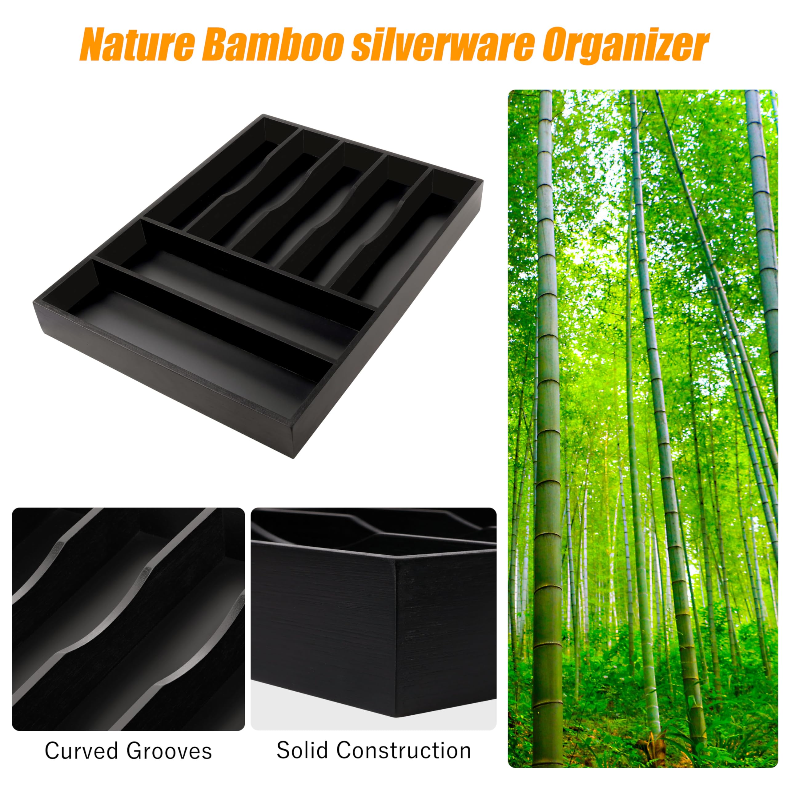 Bellsal Organisateur D'ustensiles Naturel De 31,8 Cm Pour Tiroir, Porte