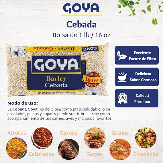 Goya Dry Barley Grain, Pantry Staples, Authentic Latin Pantry Staple, 16oz