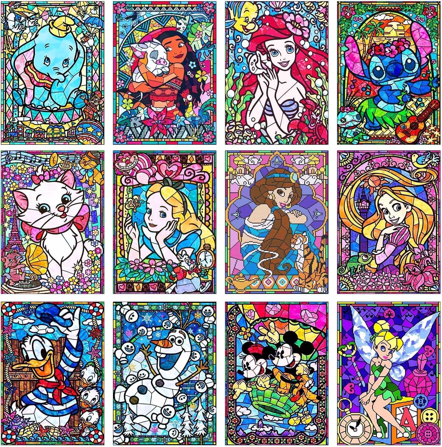 FFPTBNYX 12Pack Diamond Painting Kits for Adults,5D Cartoon Series Diamond Art Kit for Beginners, DIY Paint with Diamonds Round Full Drill Paintings Gem Art for Home Wall Decor 12x16 Inch