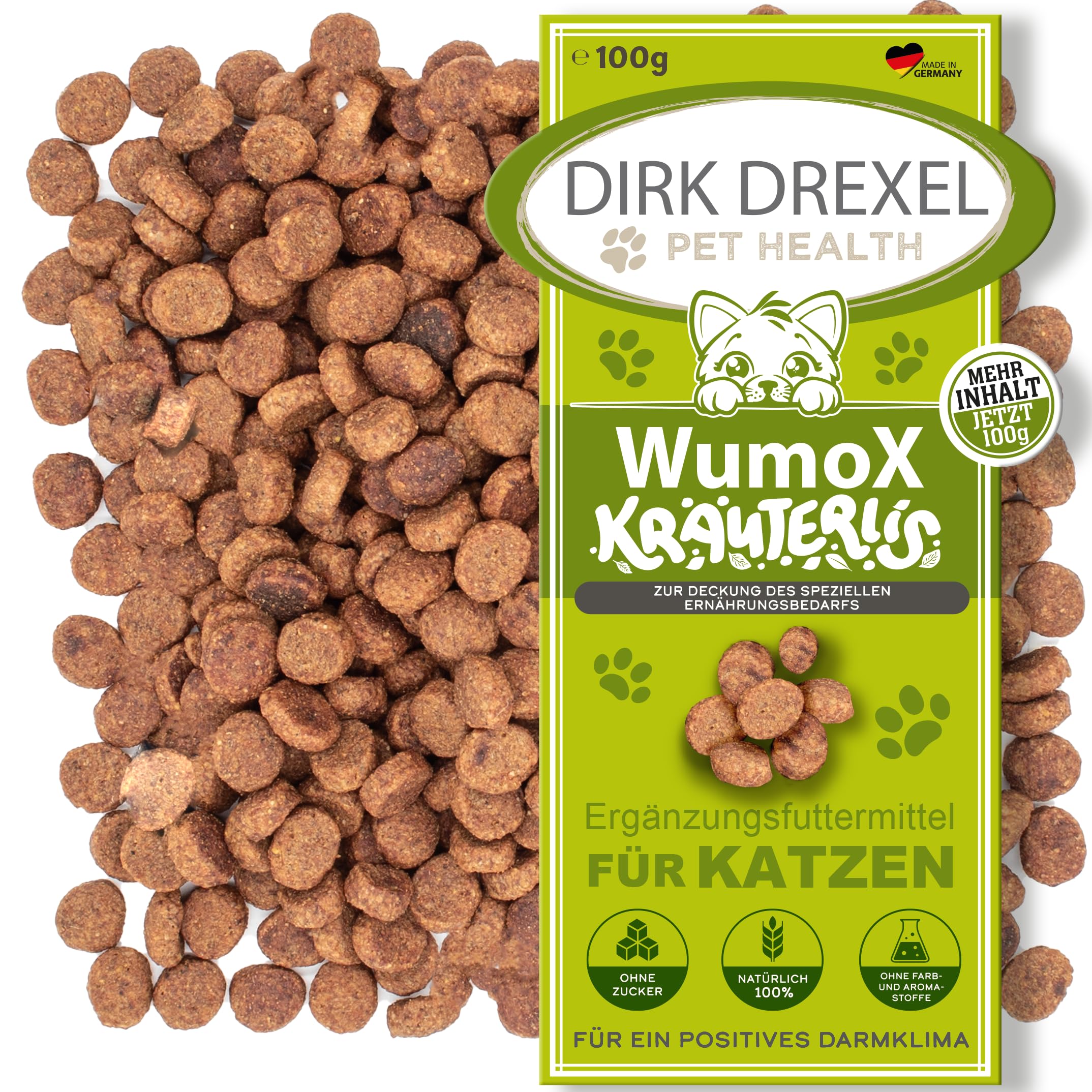 WumoX Herblis para Gatos | Trata con extractos de Hierbas | nutrición Natural para Fortalecer el Medio intestinal | con vermut Real | Alternativa Natural