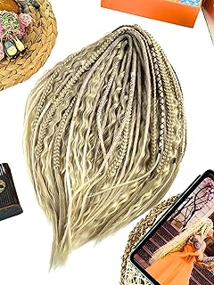 Ready to ship Gold Blonde Dreadlocks Set Double ended 20 inches - Combination of Gold Honey Blonde Curly dreads and Creme blonde Straight dreadlocks