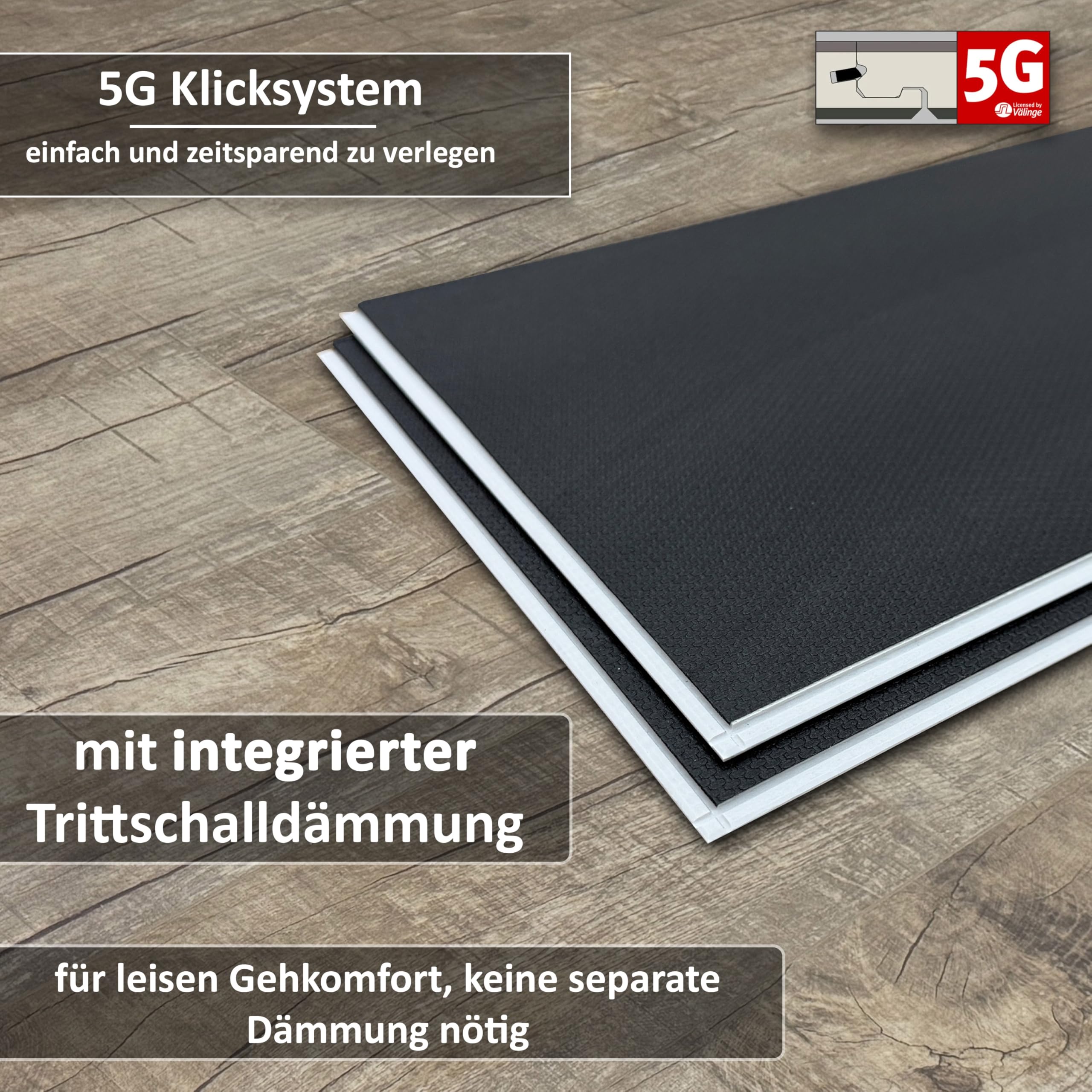TRECOR Winylowe/LVT Klik designerska podłoga winylowa masywna 6,5 mm grubości z 0,5 mm warstwą użytkową z odgłosem kroków – wodoodporna – kupujesz 1 m² (podłoga winylowa | 1 m², dąb stary rustykalny Dark)
