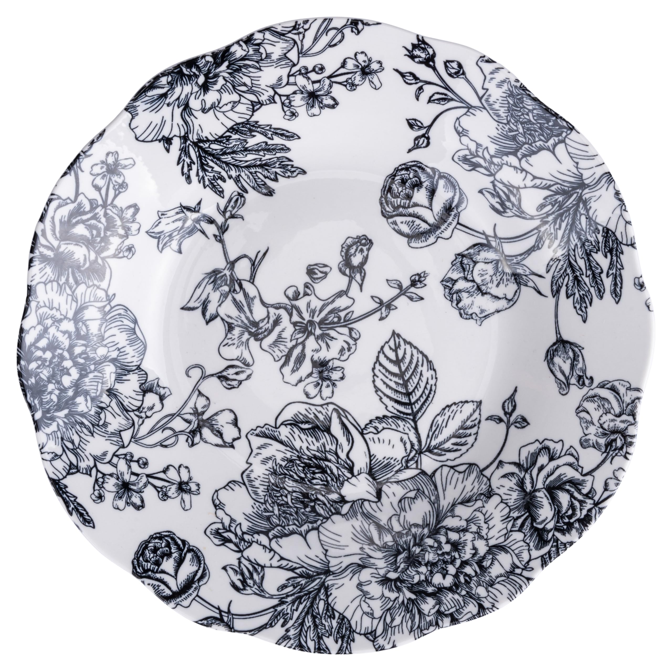 18-częściowy serwis obiadowy z porcelany, 6-osobowy zastawa stołowa, dekoracja kwiatowa, Madame Black