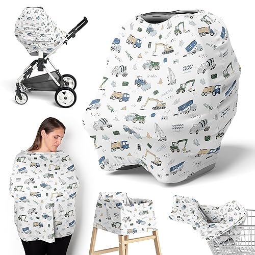 Sweet Jojo Designs Construcción camión niño bebé bebé asiento cubierta enfermería lactancia alta silla carrito de compras cochecito asiento de coche
