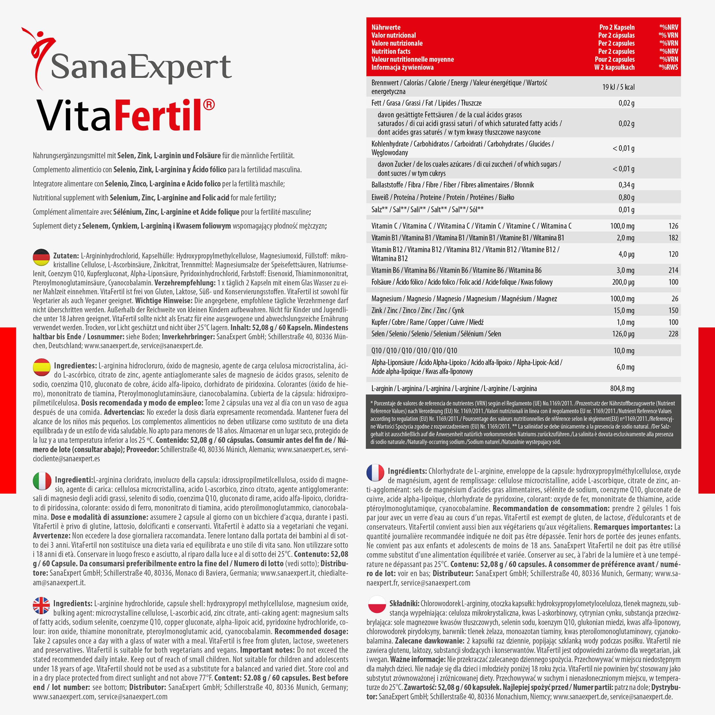 SanaExpert Natalis Pre Donna + VitaFertil Uomo – Bundle Fertilità di Coppia Integratori per Lei e Lui con Quatrefolic®, Vitamine e Minerali – Supporto Preconcezione – Made in Germany