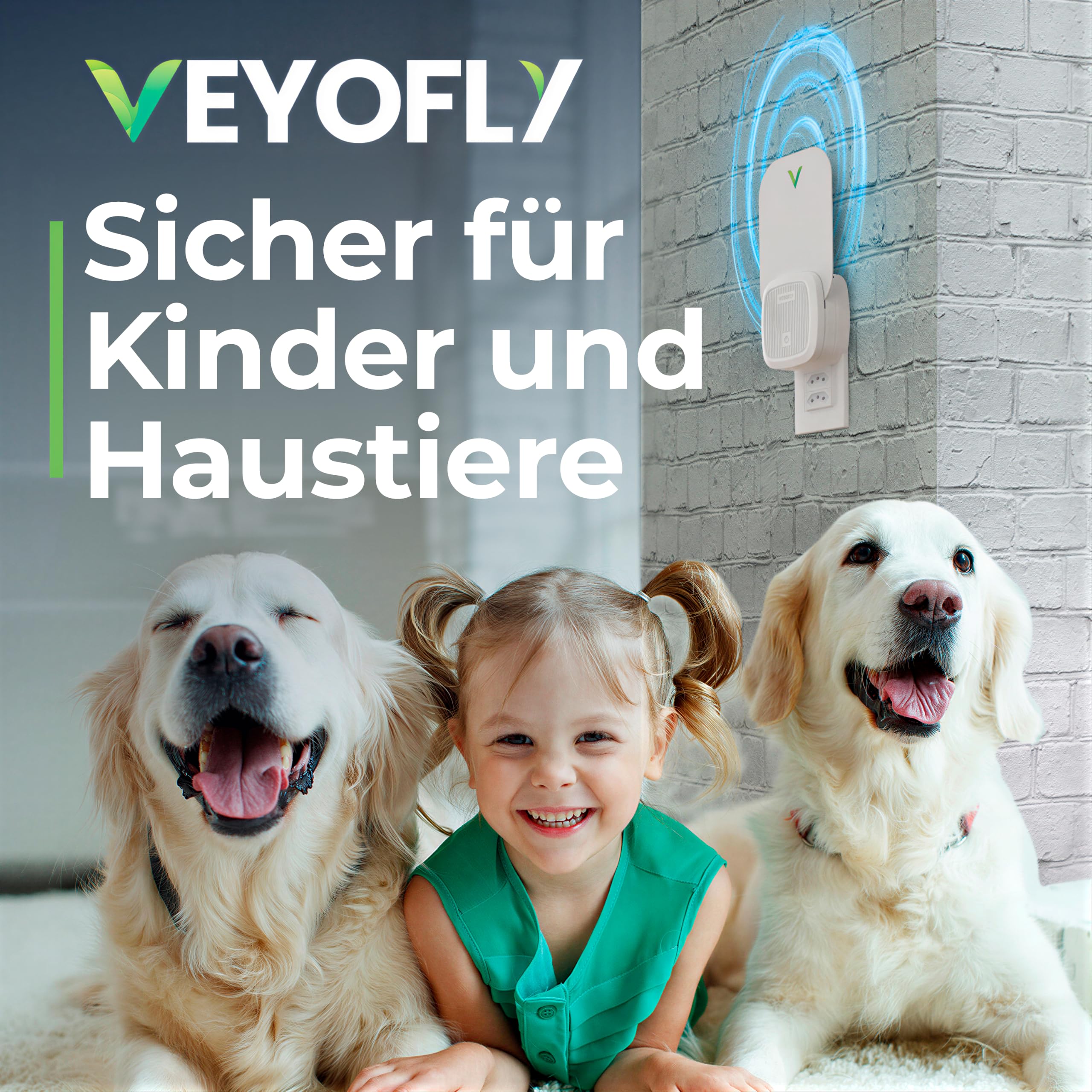 VEYOFLY Fliegenfalle UV, Fruchtfliegenfalle, 4 Geräte + 8 Nachfüllungen | UV-Licht lockt Insekten auf Wechsel-Klebekarten, leise 24/7, Stecker, Innenbereich, ohne Insektenvernichter Elektrisch