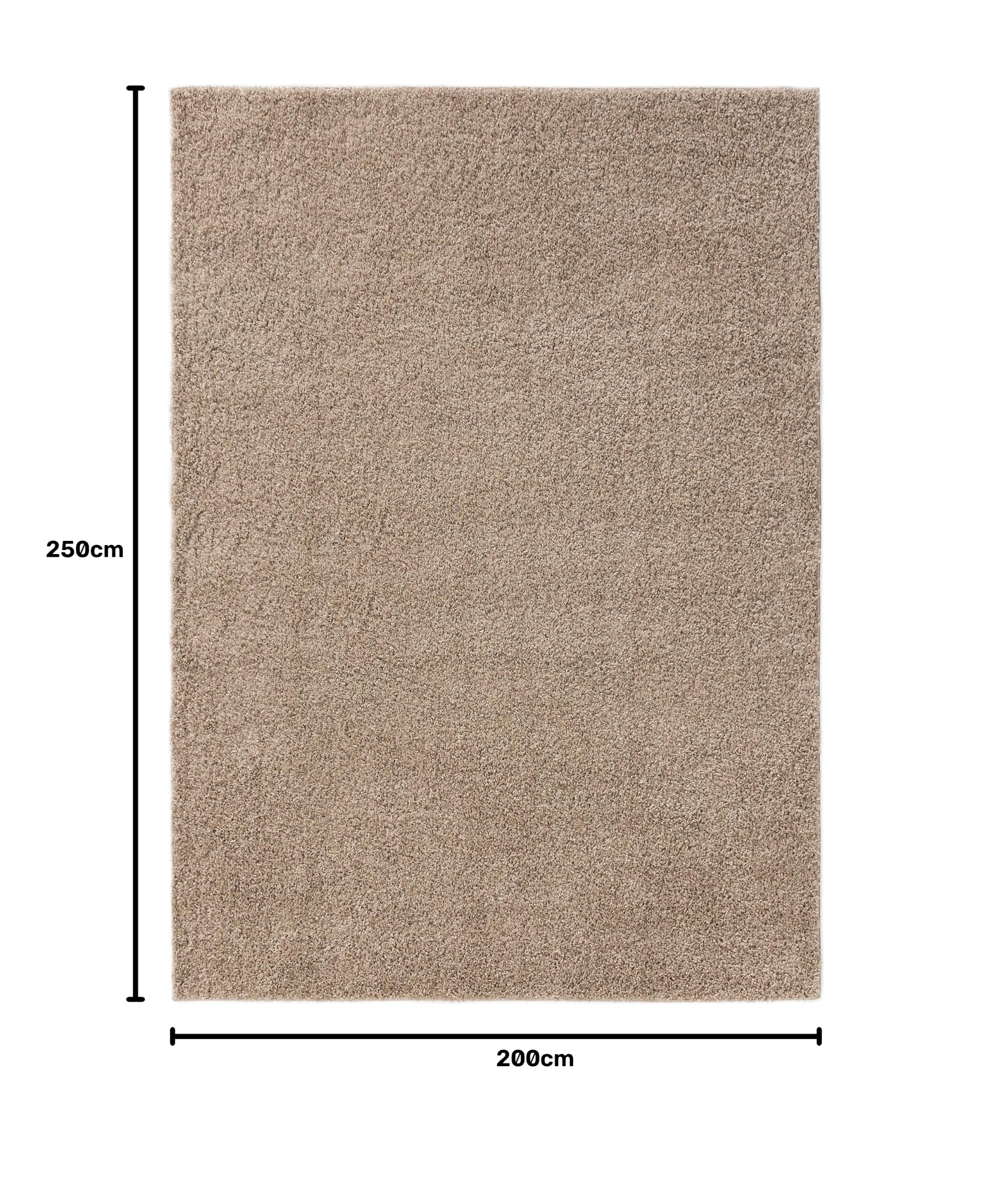 Interiyou Tappeto salotto a pelo alto Sofia - 200x250 cm Beige - Soffice e monocromatico - Lavabile e antiscivolo - Lungo morbido